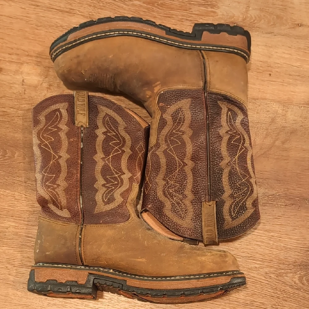 🥾 Road Wolf Men's Brown Leather Cowboy Work Boots - Picture 7 of 12